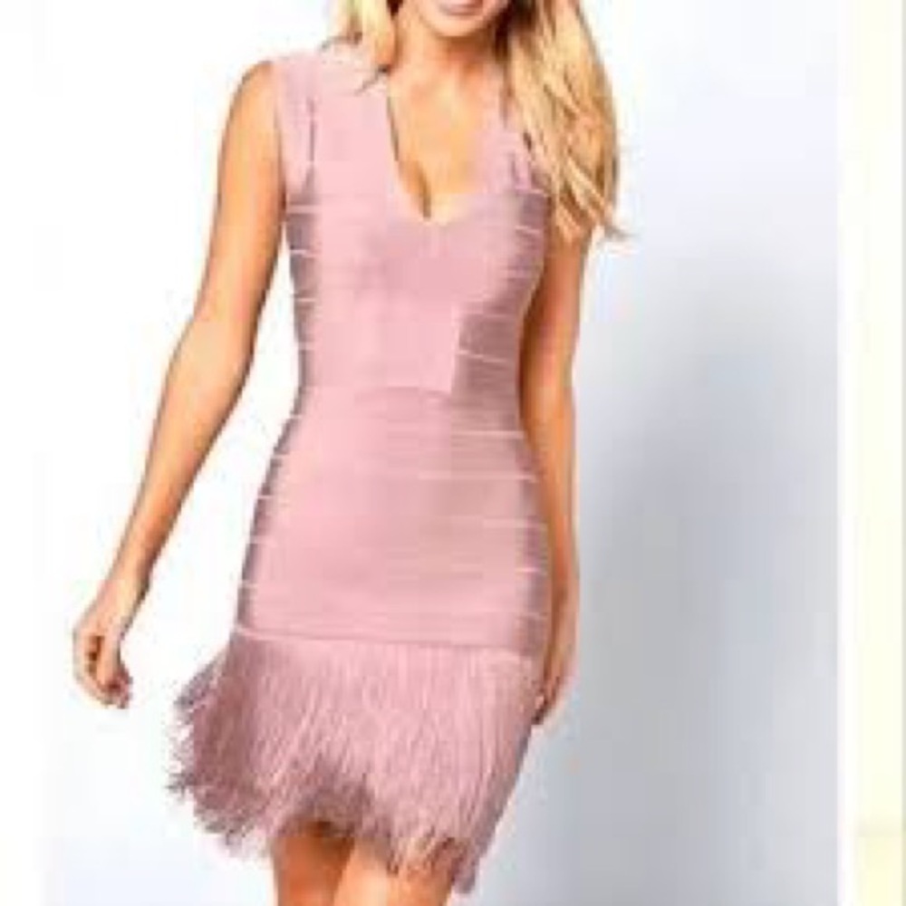 VENUS Blush Fringe Mini Dress